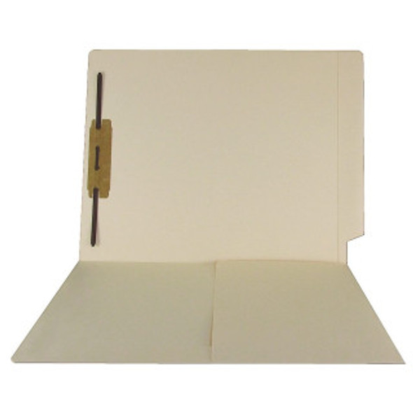 Smead Compatible End Tab Pocket Folders w/ Fastener in Position 1 - 11 Pt. Manila - Letter Size  - Reinforced Tab - 50/Box