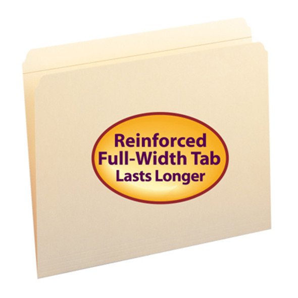 Top Tab File Folder w/ Fastener - Position 1 & 3 - Manila - Letter - 11 pt - Reinforced Straight Cut Tab - 50/Box