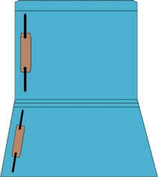 BLUE Top Tab File Folder w/ Fasteners in Positions 1 & 3 - 11 Pt. Blue Stock - Letter Size - Reinforced Straight Cut Tab - 50/Box