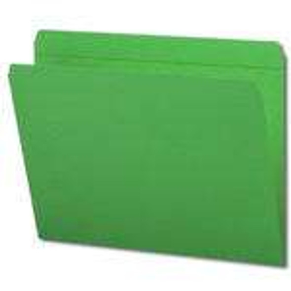 Top Tab File Folder, Green, Letter Size, 11 pt, Single Ply Tab, Straight Cut - 100/Box