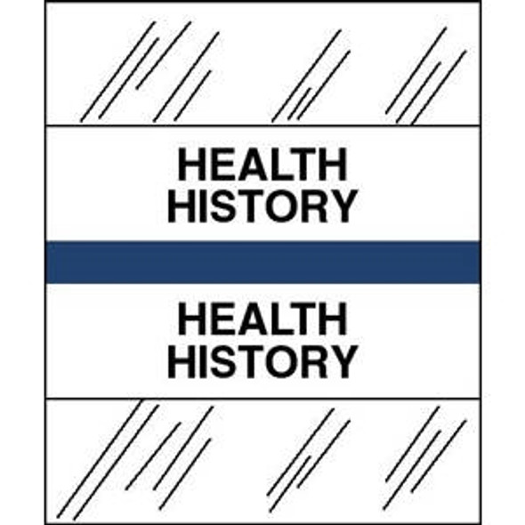 Tabbies Patient Chart Index Tabs/Labels -  "Health History" Dark Blue - 1/2" H x 1-1/4" W - 100/Pack