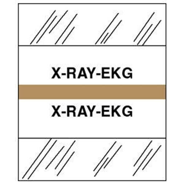 Patient Chart Index Tabs/Labels - "X-Ray-EKG" - Tan - 1/2" H x 1-1/4" W - 100/Pack