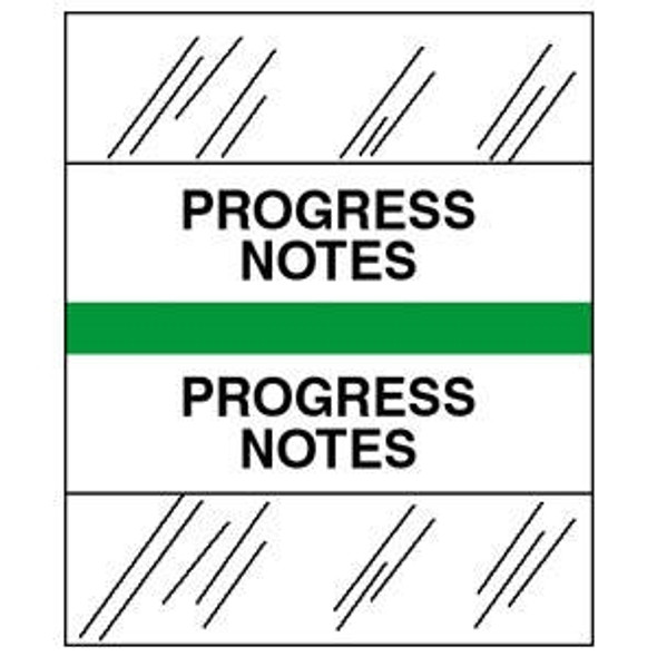 Patient Chart Index Tabs/Labels -  "Progress Notes"  -  Lt. Green - 1/2" H x 1-1/4"W - 100/Pack