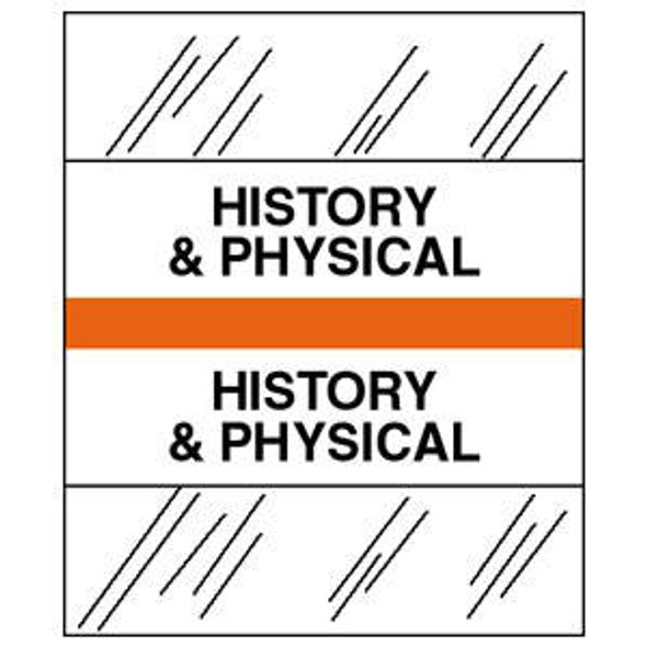 Tabbies 54528 - Patient Chart Index Tabs/Labels - "History & Physical" - Orange - 1/2" H x 1-1/4"  W- 100/Pack