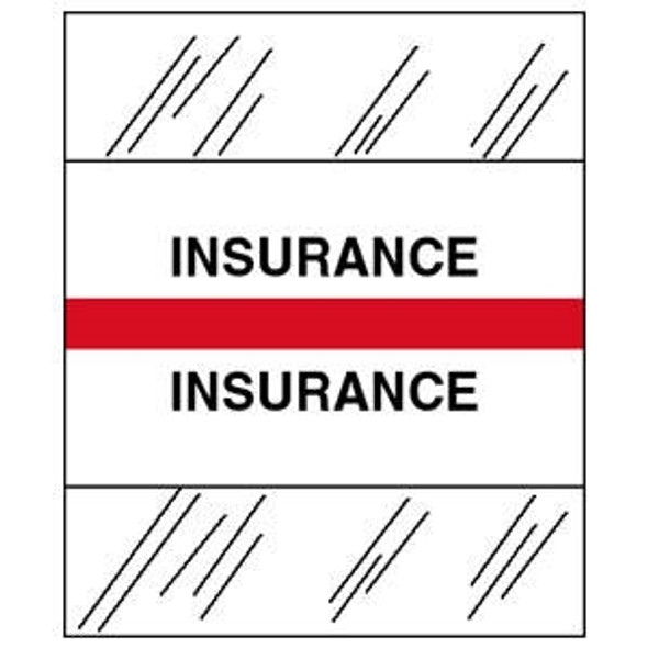Patient Chart Index Tabs/Labels -  "Insurance" - Red - 100/Pack