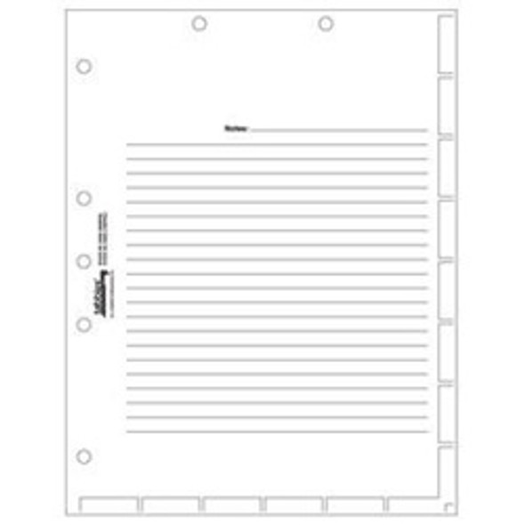 Patient Chart Index Divider Sheets -  White - With Printed Guidelines for Tab Placement - 8-1/2" x 11" - 400/Box