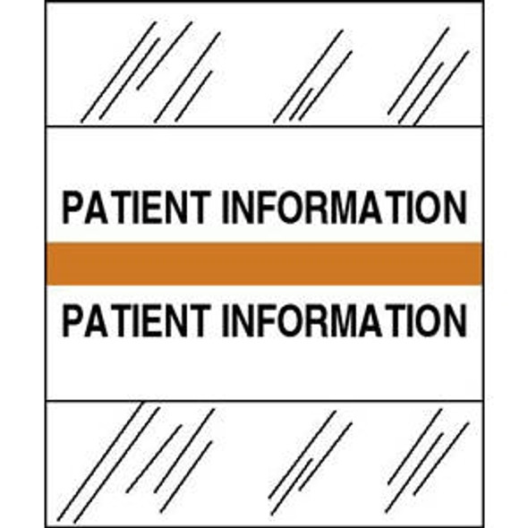 Patient Chart Index Tabs/Labels - "Patient Information" -  Orange - 1/2" H x 1-1/4" W - 100/Pack