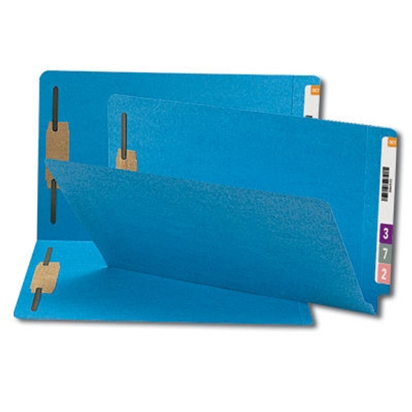 Smead End Tab Fastener File Folder, Shelf-Master Reinforced Straight-Cut Tab, 2 Fasteners, Legal Size, Blue, 50 per Box (28040)