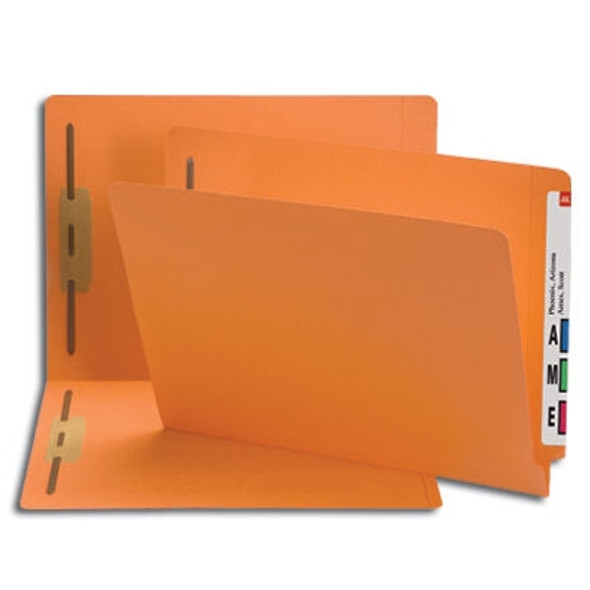 Smead End Tab Fastener File Folder, Shelf-Master Reinforced Straight-Cut Tab, 2 Fasteners, Letter Size, Orange, 50 per Box (25640)