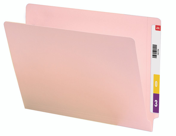Smead Colored End Tab File Folder, Shelf-Master Reinforced Straight-Cut Tab, Letter Size, Pink, 100 per Box (25610)