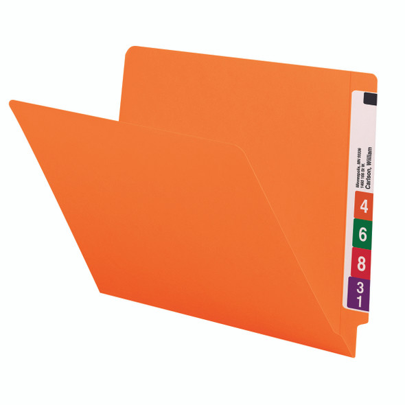 Smead Colored End Tab File Folder, Shelf-Master Reinforced Straight-Cut Tab, Letter Size, Orange, 100 per Box (25510)