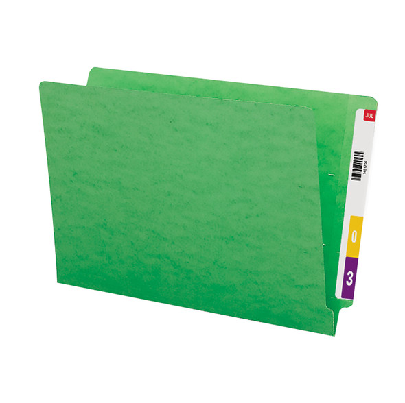 Smead Colored End Tab File Folder, Shelf-Master Reinforced Straight-Cut Tab, Legal Size, Green, 100 per Box (28110)
