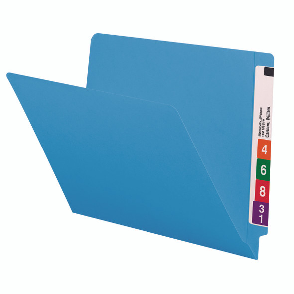 Smead Colored End Tab File Folder, Shelf-Master Reinforced Straight-Cut Tab, Letter Size, Blue, 100 per Box (25010)