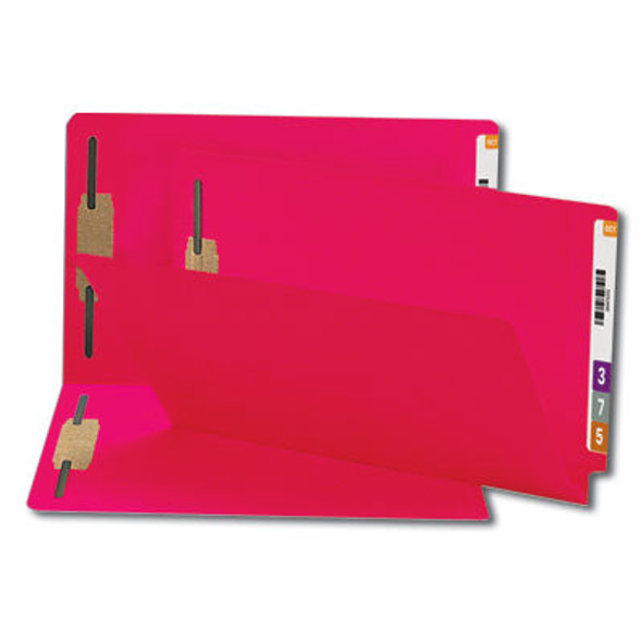 Smead 28740  End Tab Fastener File Folder, Shelf-Master Reinforced Straight-Cut Tab, 2 Fasteners, Legal Size, Red, 50 per Box (28740)