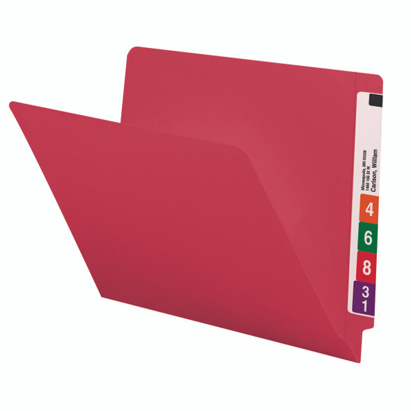 Smead Colored End Tab File Folder, Shelf-Master Reinforced Straight-Cut Tab, Letter Size, Red, 100 per Box (25710)