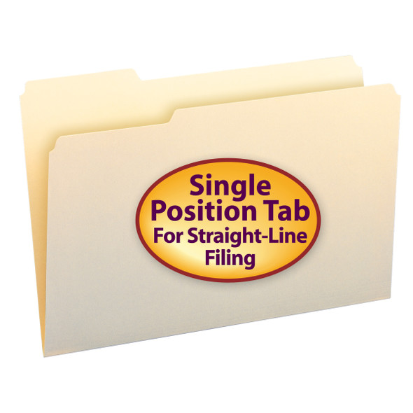 Smead File Folder, 1/3- Cut Tab Left Position, Legal Size, Manila, 100 Per Box (15331) - 5 Boxes