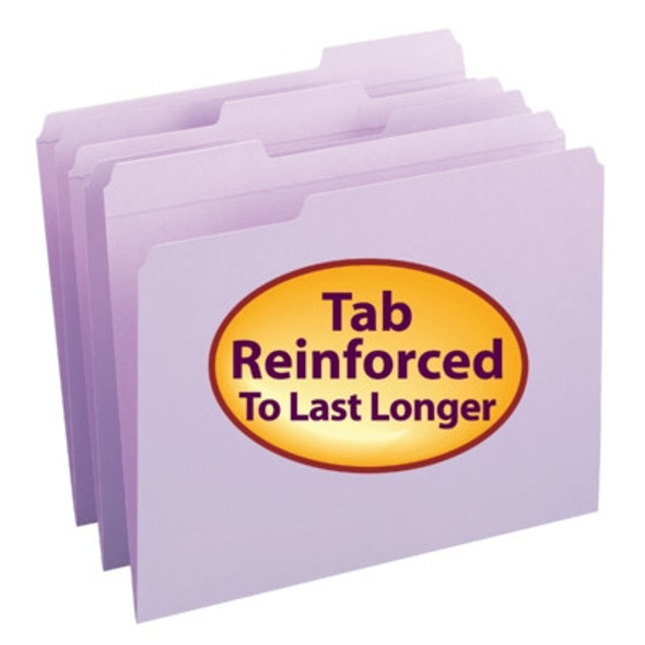 Smead File Folder, Reinforced 1/3-Cut Tab, Letter Size, Lavender, 100 per Box (12434) - 5 Boxes