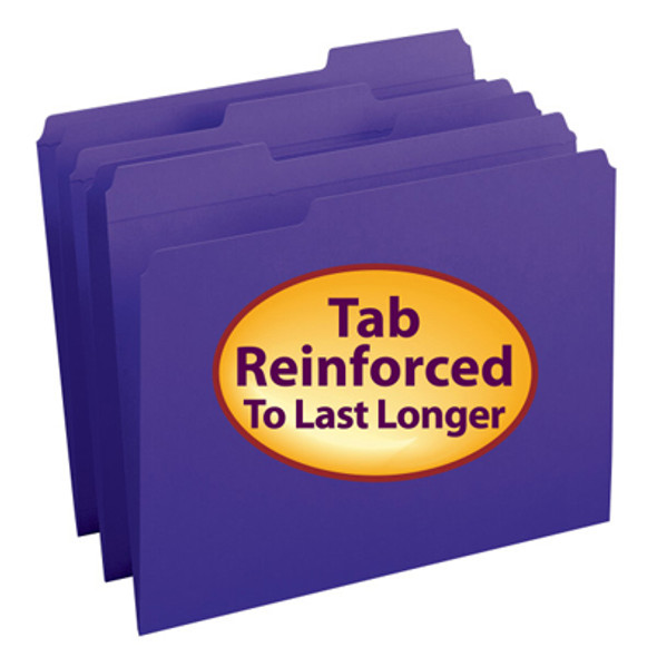 Smead 13034  File Folder, Reinforced 1/3-Cut Tab, Letter Size, Purple, Total of 500