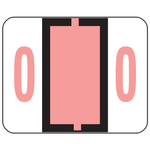 Smead BCCRN Bar-Style Color-Coded Numeric Label, 0, Label Roll, Pink, 500 labels per Roll (67370)