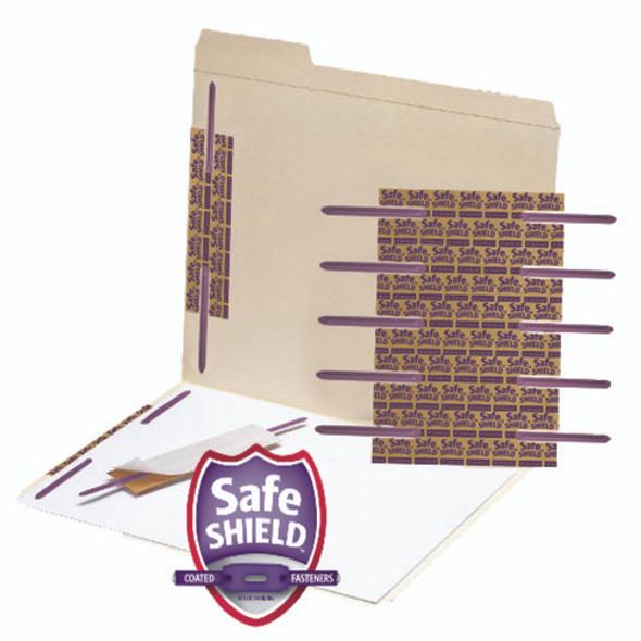 Smead Self-Adhesive Fastener with SafeSHIELD Coated Fastener Technology, 2" Capacity, Purple, 50 per Box (68216)