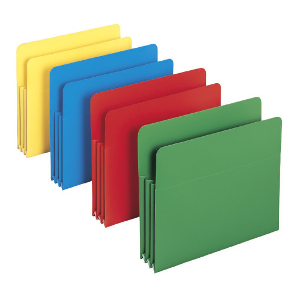Smead Poly File Pocket, Straight-Cut Tab, 3-1/2" Expansion, Legal Size, Assorted Colors (73550) - 10 Packs
