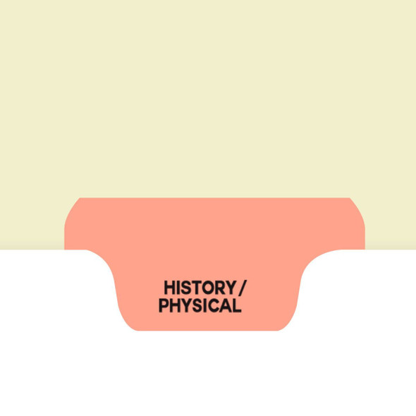 "History/Physical" - Bottom Tab Index Chart Divider - Pink Tab in Position 2 - 100/Pack