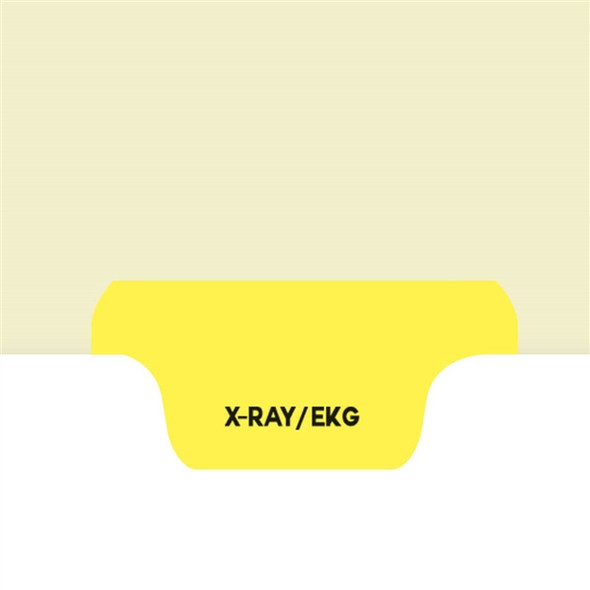 "X-Ray/EKG" - Index Chart Divider-  Bottom Tab in Position 4 - Light Yellow Colored Tab - 100/Package