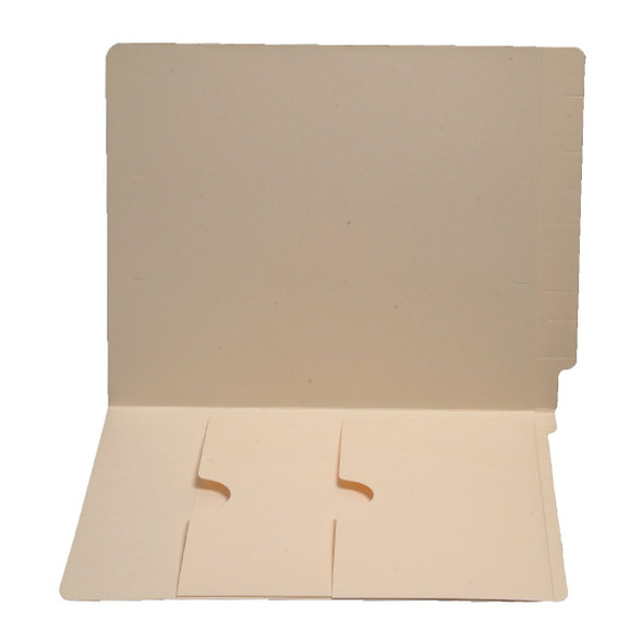 14 PT. Manila End Tab File Folder with Double Pockets Inside Front -  Letter Size - Reinforced end tab - 50/Box