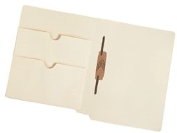 Folder: 14 Pt. End Tab Manila Folder with Double Pocket left inside panel and 1 Fastener in Position 5 - Box of 50