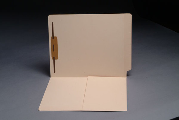 14 Pt. Full End Tab Manila Folder with 1/2 Pocket Inside Front - 1 Fastener in Position #1 - Letter Size - Box of 50