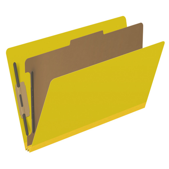 End Tab Type III Pressboard Folder - 1 Kraft divider - Legal Size - Tyvek 2" Expansion - Yellow- 10/Box