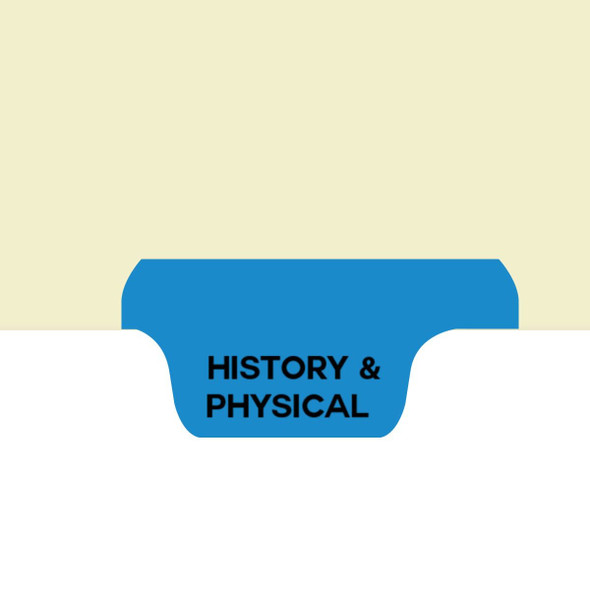 "History & Physical" Bottom Tab-Chart Dividers - Blue Colored Tab - Position 1 - 50/Box