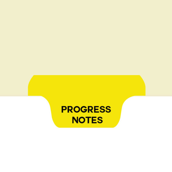 "Progress Notes" Bottom Tab-Chart Dividers - Yellow Colored Tab - Position 2 -  50/box