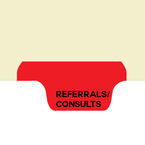 "Referrals/Consults" Bottom Tab Chart Dividers - Red Tab - Tab Position #8 - 50/Box