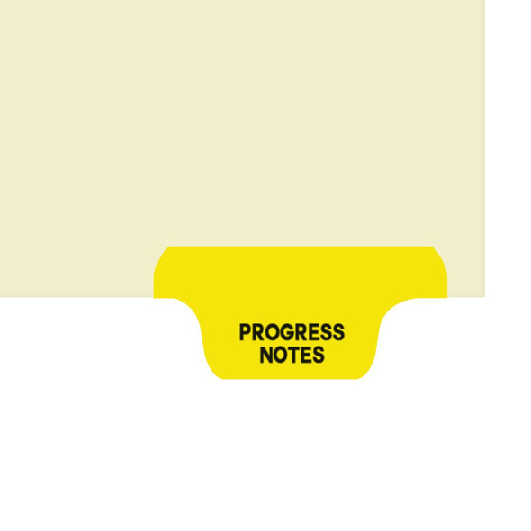 "Progress Notes" Side Tab-Chart Dividers - Yellow Mylar Tab - Tab in Position 2 - Pack of 50