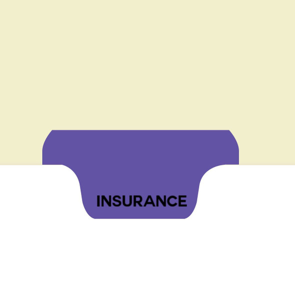 "Insurance" Side Tab-Chart Dividers - Purple Mylar Tab - Tab in Position 6 - Pack of 50