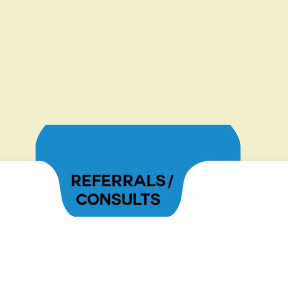 "Referrals/Consults" Side Tab - Chart Dividers - Red Mylar Tab - Tab in Position 8 - Pack of 50