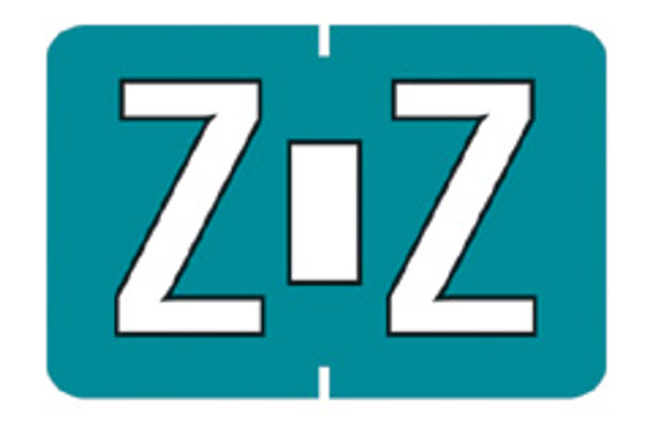 Colwell Jewel Tone Alpha Label Letter "Z" - Teal - 1" H x 1-1/2" W - Pack of 225