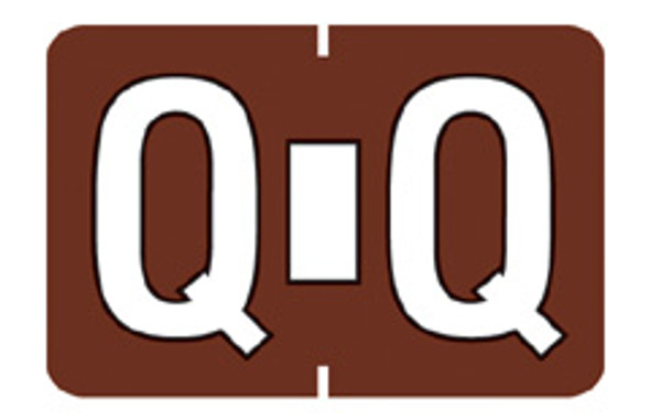 Colwell Jewel Tone Alpha Label Letter "Q" - Brown - 1" H x 1-1/2" W - Pack of 225