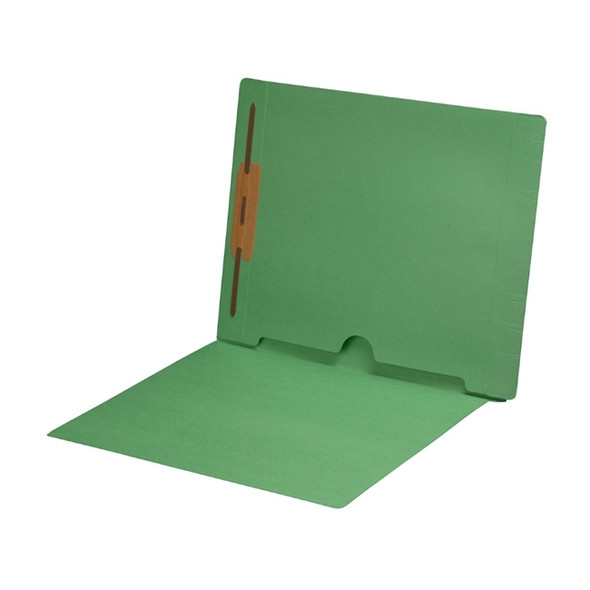 Full Size Back Panel Pocket Folder with 1 Fastener in Position #1 -  11 Pt. Green Colored Stock - Letter Size -  Full Cut End Tab - 50/Box