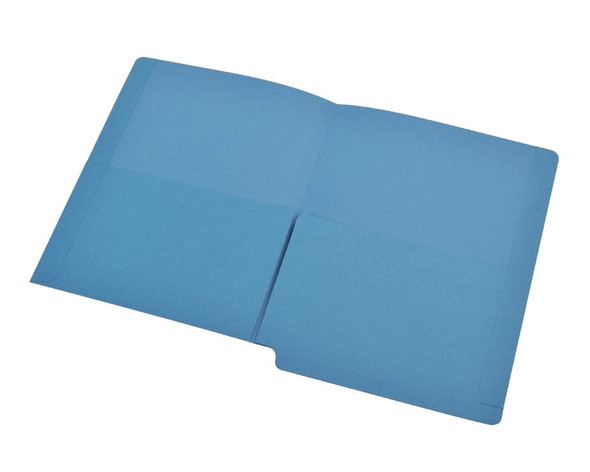 2 Pocket folder - End Tab - Color Blue - Letter Size - Dual 1/2 Pockets Inside Front and Back - 50/Box