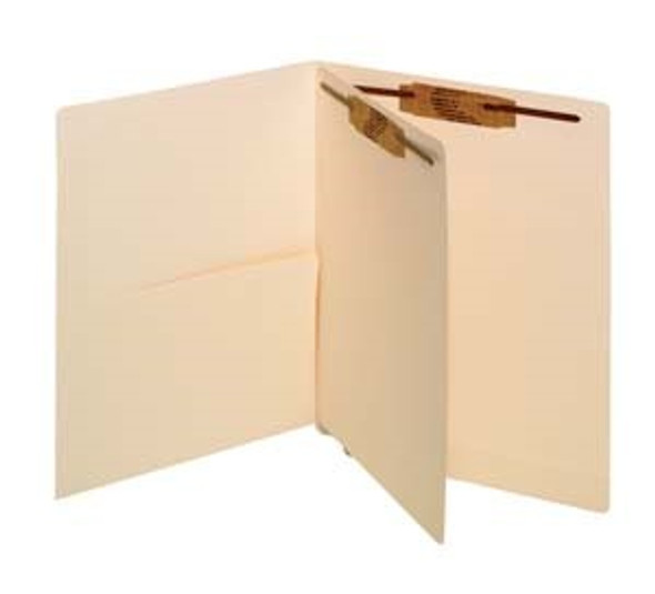 Amerifile End Tab Pocket Folder with Divider with Fasteners on both sides - 11 Pt Manila - 2 Ply Tab - Fastener in Position 1 on back panel -  Half Pocket inside front panel - Box of 50