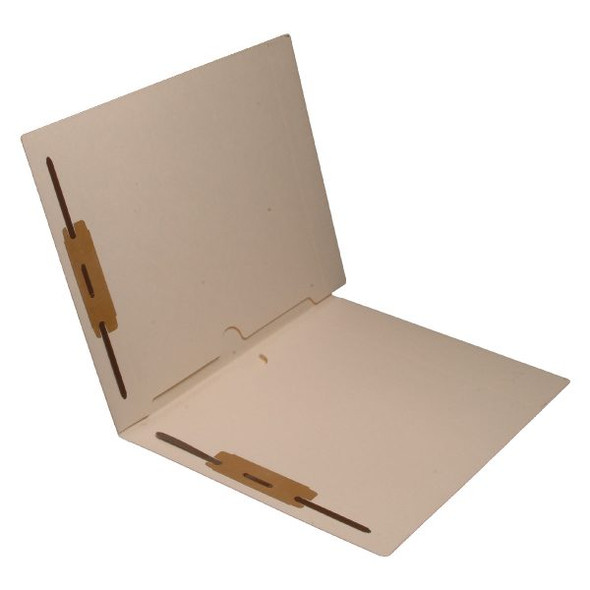 End Tab Pocket Folders - 11 Pt. Manila - Full Pocket Front and Back - Fasteners in Positions 1 & 3 - Letter Size - 50/Box