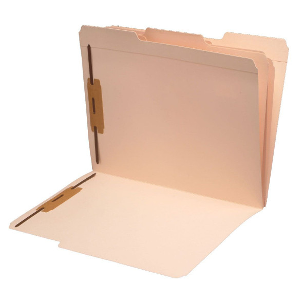 Top Tab File Folders - 1/3 Cut Reinforced Tabs in Assorted Positions - 11 Pt Manila - With Fasteners in Positions 1 & 3 - Letter Size - Box of 50 (S-09271)