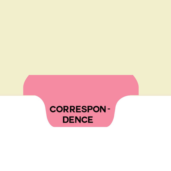 "Correspondence" - Side Tab Index Chart Divider - Pink Tab In Position 7 -   Box of 50