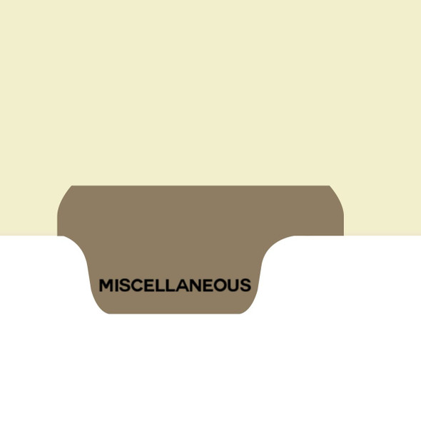 "Miscellaneous" - Side Tab Index Chart Divider - Gray Tab in Position 8 - Box of 50