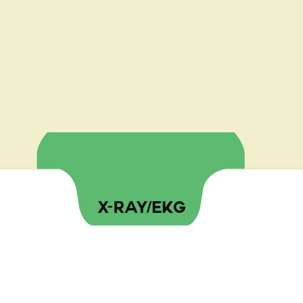 "X-ray / EKG"  Bottom Tab Individual Amerifile Chart Dividers - Light Green Tab Position 4 -  Divider - Box of 50 - I725