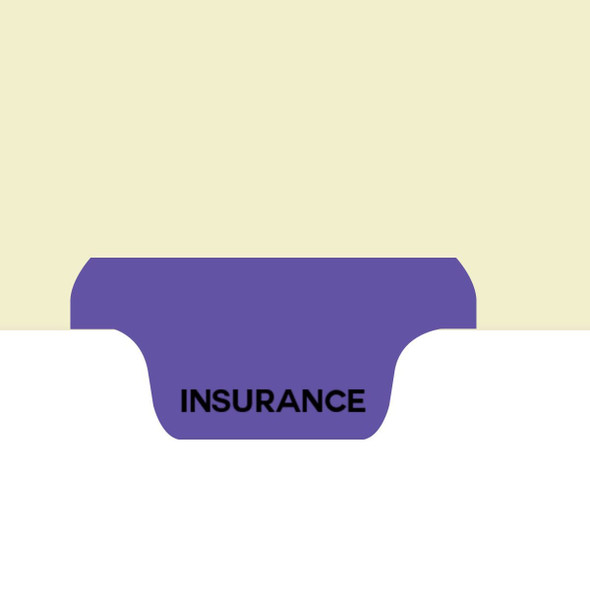 Amerifile Bottom Tab Individual Chart Dividers - "Insurance" - Purple Tab in Position 6 - Box of 50
