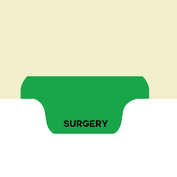 "Surgery" Amerifile Bottom Tab Individual Chart Dividers - Green Tab Position 2 - Divider - Box of 50 - I733