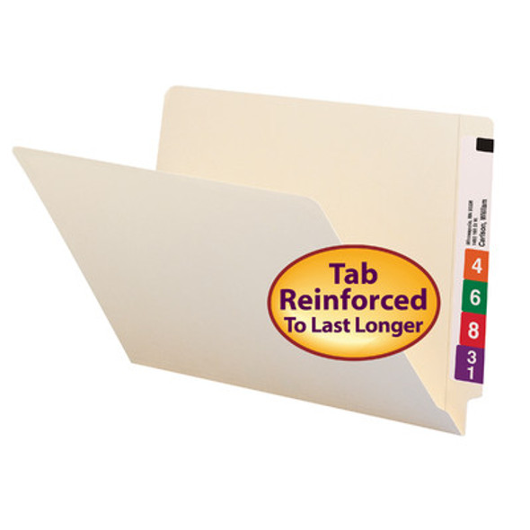 Smead End Tab Folder - Legal Size with Embedded Fasteners in Positions 1 & 3 - Reinforced End Tab - 50/Box (2 box min. purchase required)